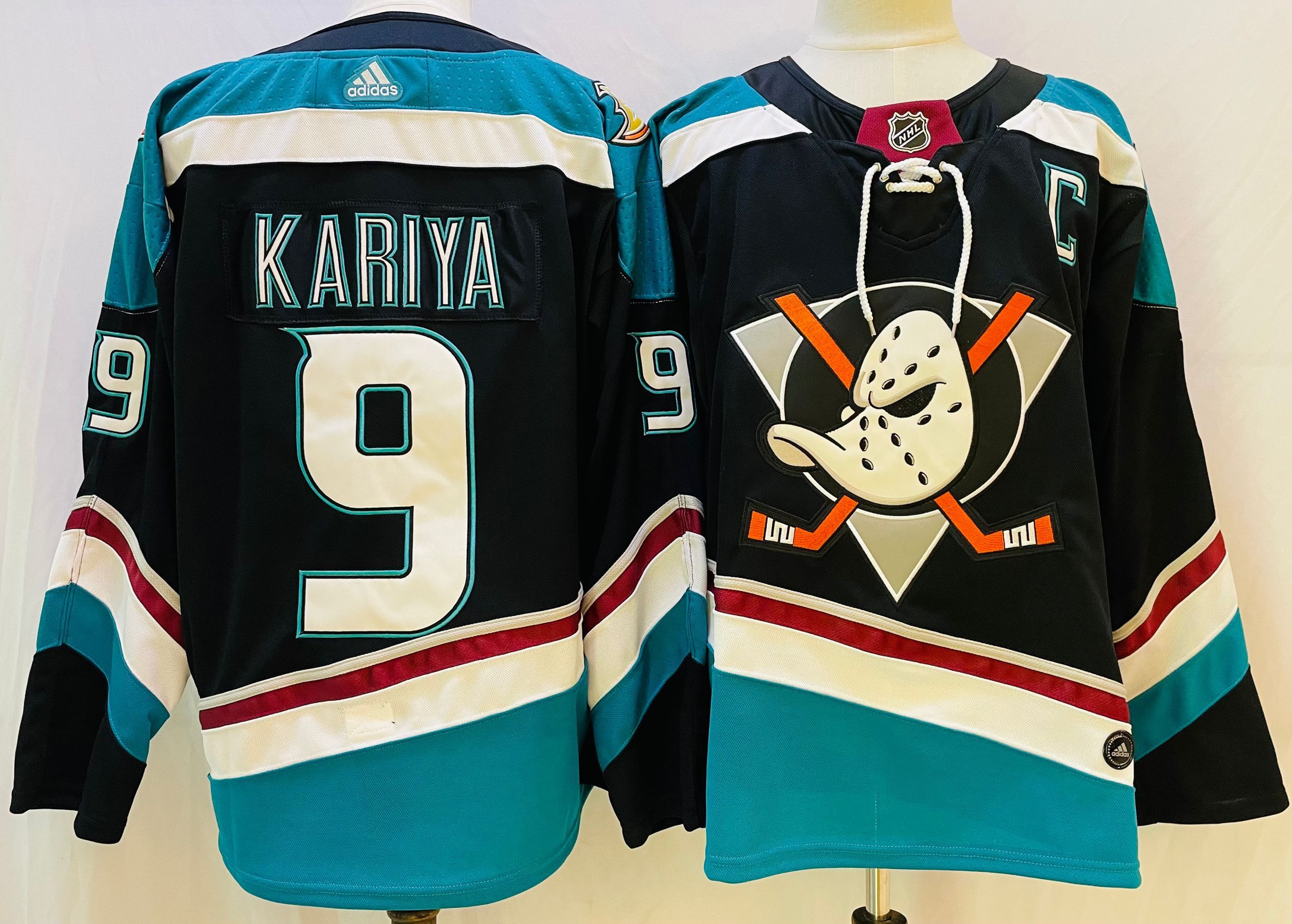 Men Anaheim Ducks 9 Kariya Black Throwback 2022 Adidas NHL Jersey